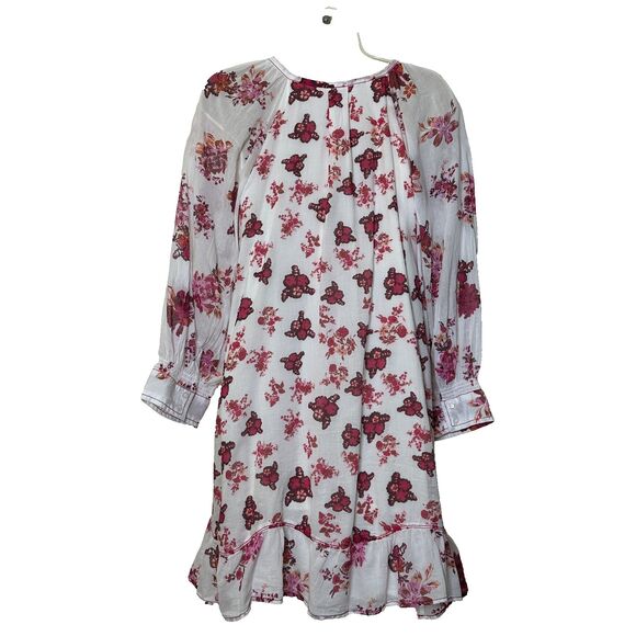Free People Camella Pink Floral Blouson Sleeve Ruffled Mini Dress Women's S New - Picture 9 of 13